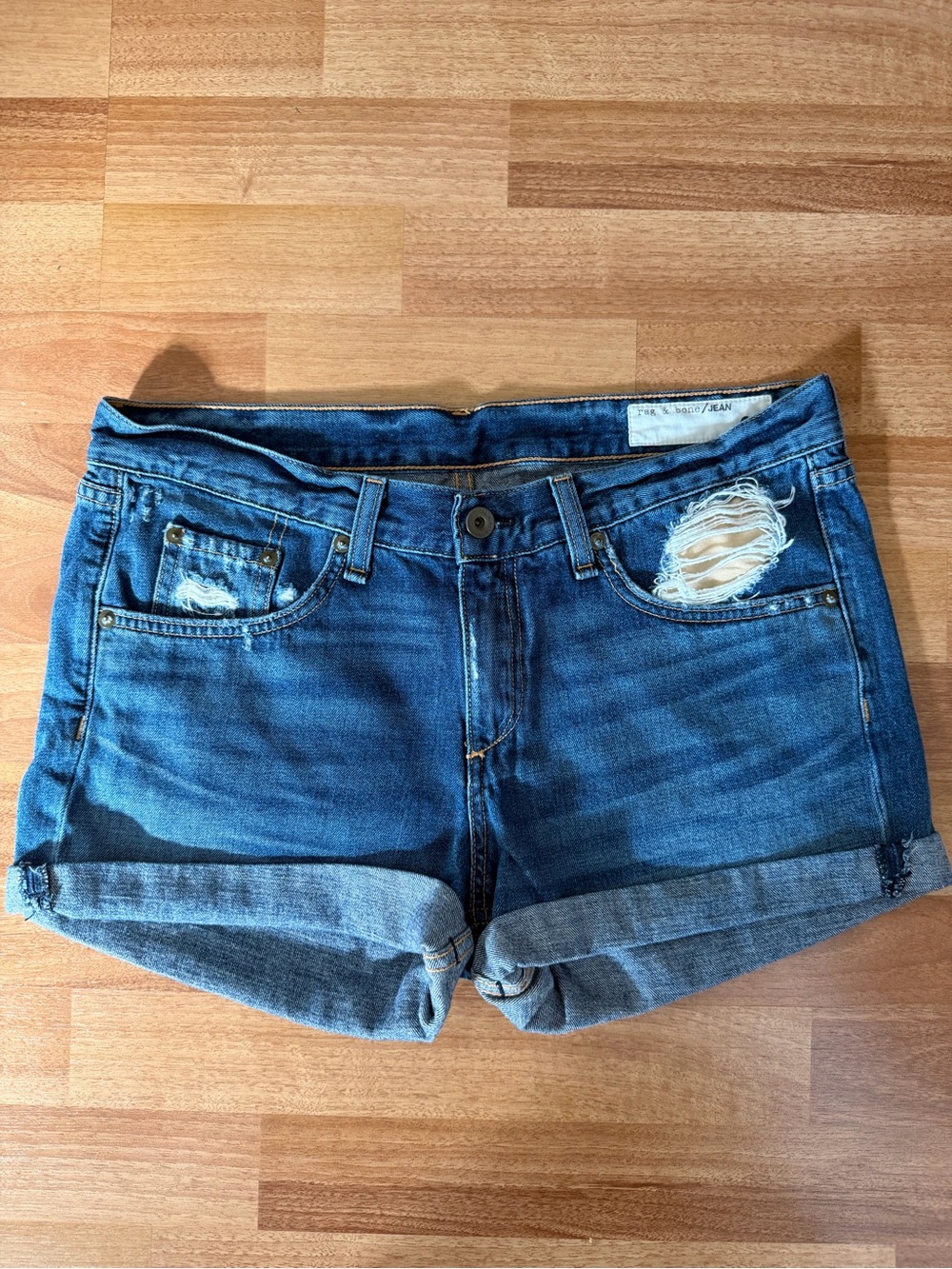 Rag & Bone Distressed Cuffed Denim Shorts Size 27